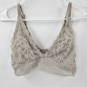 Aerie medium bralette bra gray floral lace